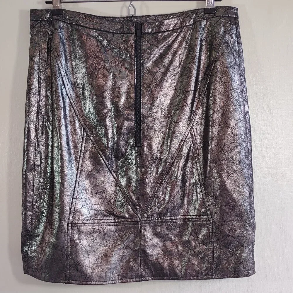 Geren Ford Designer Leather Mini Skirt Metallic Edgy Dark Indie  Size 6